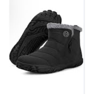 New Women's KVbabby Black Winter Snow Boots with Gray Faux Fur Trim 41/10